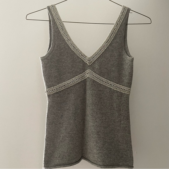J. Crew Tops - J. Crew gray cashmere beaded tank top